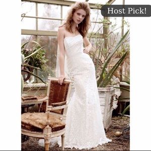 Stunning Galina mermaid lace wedding dress with black waist sash